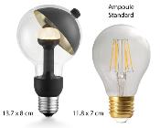 Ampoule LED culot E27 forme globe avec parabole noire et dorée - Petit modèle G80