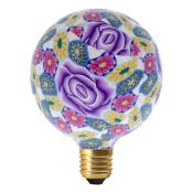 Ampoules globe E27 LED - Impression florale colorée