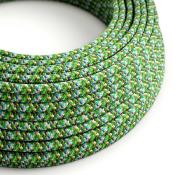 Câble rond - Tissu effet soie - Pixel vert