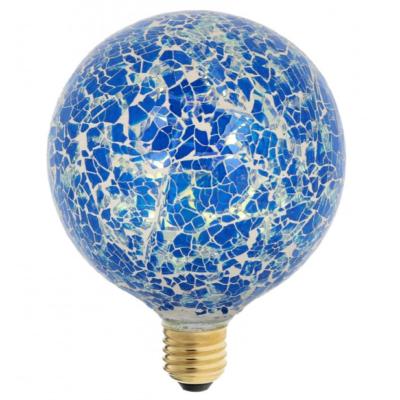 Ampoule LED décorative Mosaique bleue craquelée - Globe culot E27 - 4W