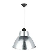 Suspension abat jour en métal effet martelé argent Culot E27