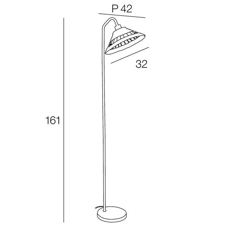 Lampadaire en métal effet bois abat-jour en rotin H161cm - Esterel 