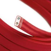Câble électrique plat - Tissu effet soie - Rouge