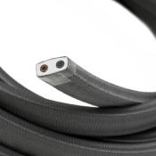 Câble électrique plat - Tissu effet soie - Gris