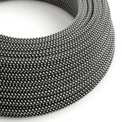 Câble rond - Tissu effet soie - 3D noir / blanc