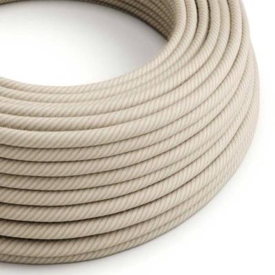 Câble rond - Tissu Jute - Beige / Blanc - Spirales