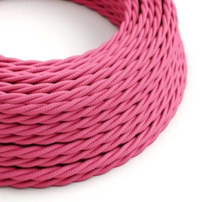 Fil électrique torsadé - Tissu effet soie - Fuchsia