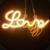 Ampoule décorative globe ambré - Filament LED texte Love - Culot E27