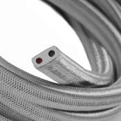 Câble électrique plat - Tissu effet soie - Argenté