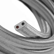 Câble électrique plat - Tissu effet soie - Argenté