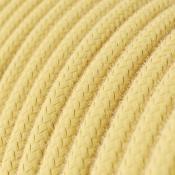 Câble rond - Tissu coton - Jaune pastel