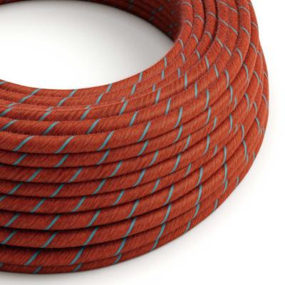 Câble rond - Tissu coton - Rouge / Bleu - Spirales