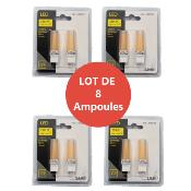 LOT DE 8 Ampoules LED culot G9 givrées - blanc chaud 2.5W - sous blister de 2 pièces