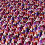 Câble rond - Tissu effet soie - Pixel fuchsia