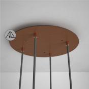 Rosace XXL ronde 35cm à 4 trous cuivre satiné - Pavillon