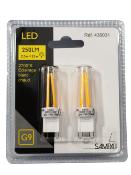 Ampoule G9 LED en PVC sous blister de 2 pièces 2,5W - 2700K