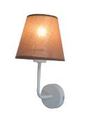 Applique Métal laqué blanc et abat-jour tissu beige 
