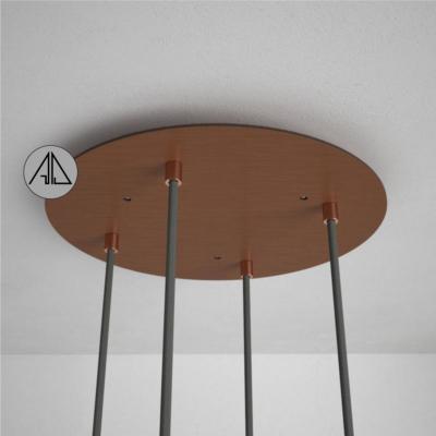 Rosace XXL ronde 35cm à 4 trous cuivre satiné - Pavillon