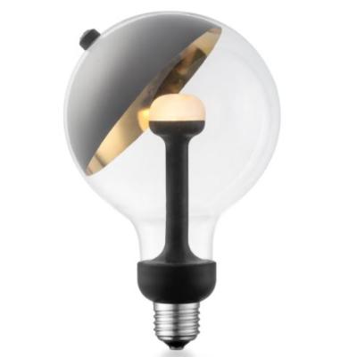Ampoule LED culot E27 forme globe avec parabole noire et dorée - Grand modèle G120