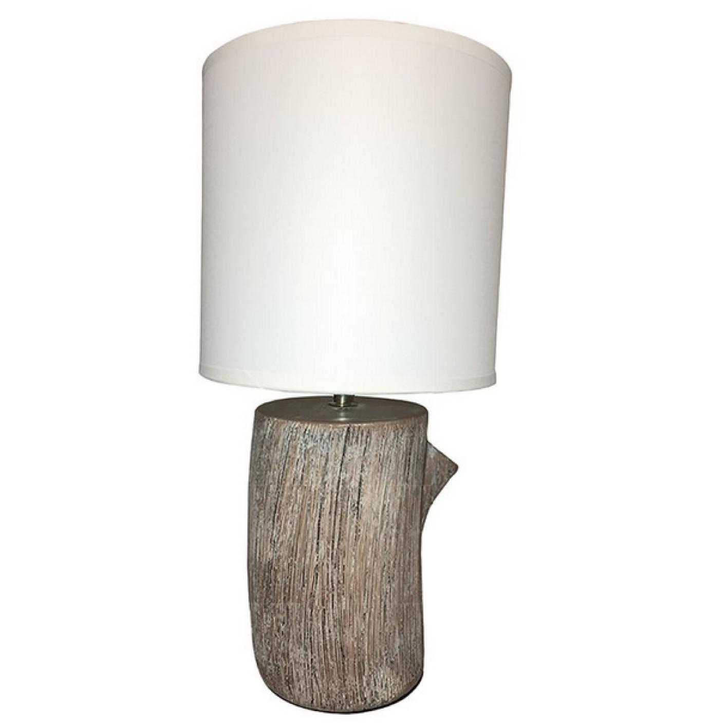 Lampe Céramique imitation bois et abat jour blanc