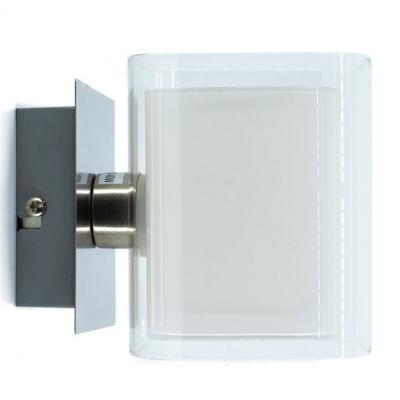 Applique carrée en métal chromé et double paroi en verre