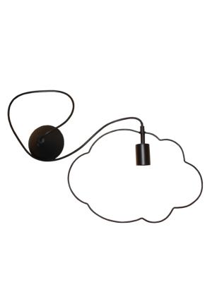 Suspension Métal noir forme nuage - Câble textile noir 