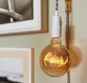 Ampoule décorative globe ambré - Filament LED texte Home - Culot E27