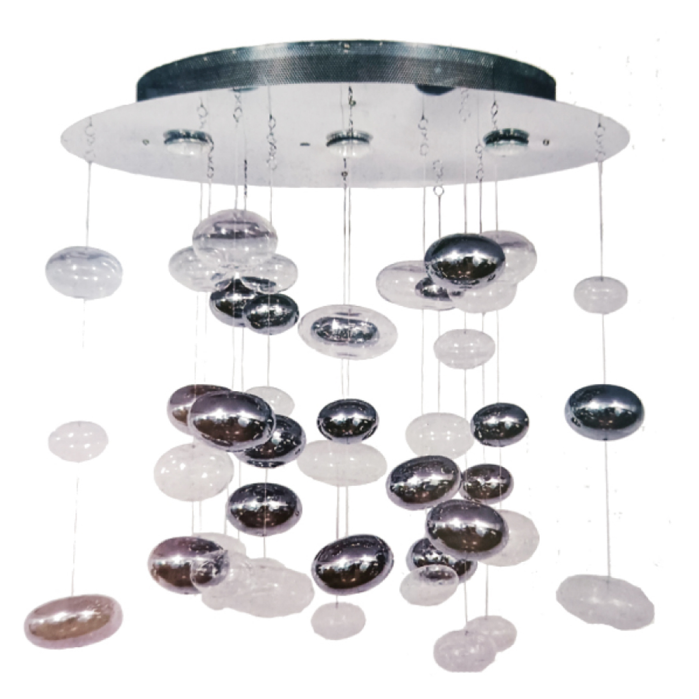 Suspension, plafonnier en métal moderne, cascade de bulles en verre - 3XGU10 - 50W