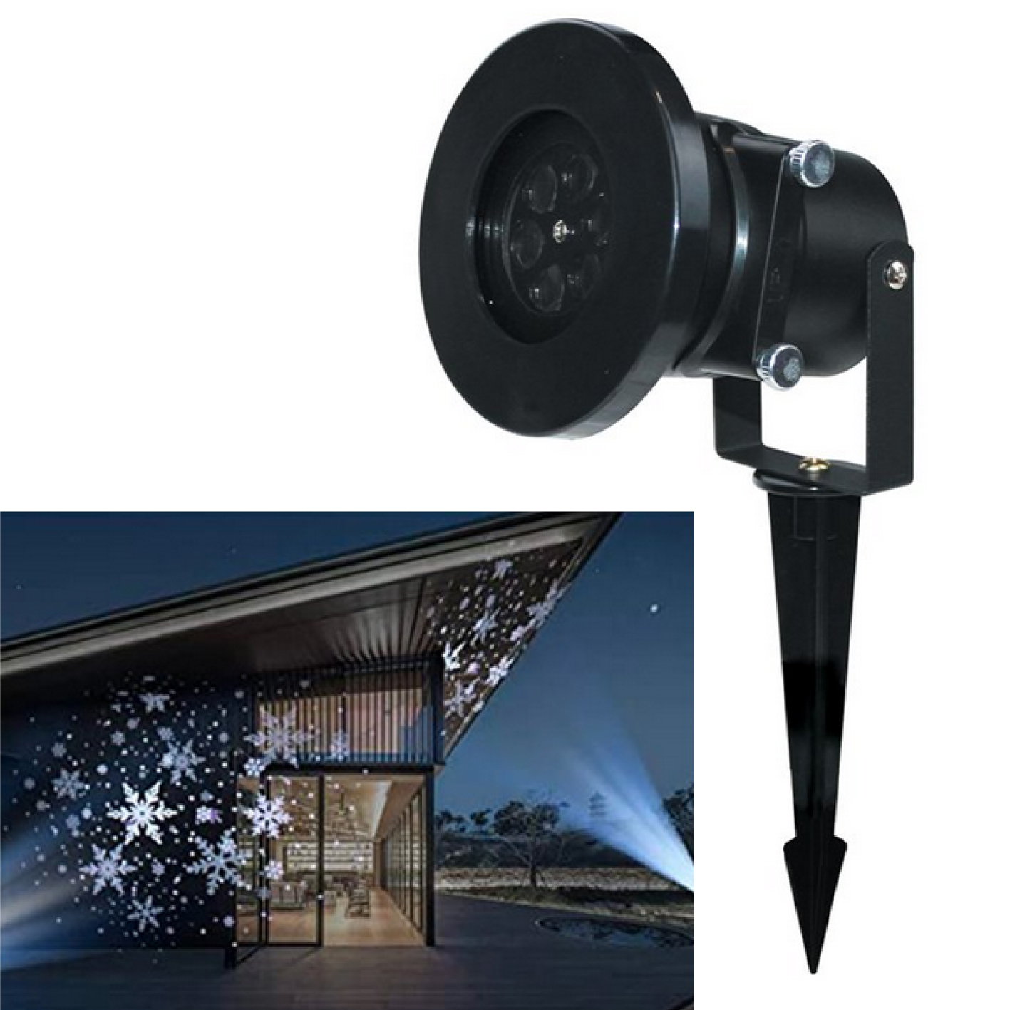 Projecteur extérieur en métal LED avec filtres 10 décors  pour projection façade - Motifs fêtes et Noël