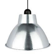 Suspension abat jour en métal effet martelé argent Culot E27