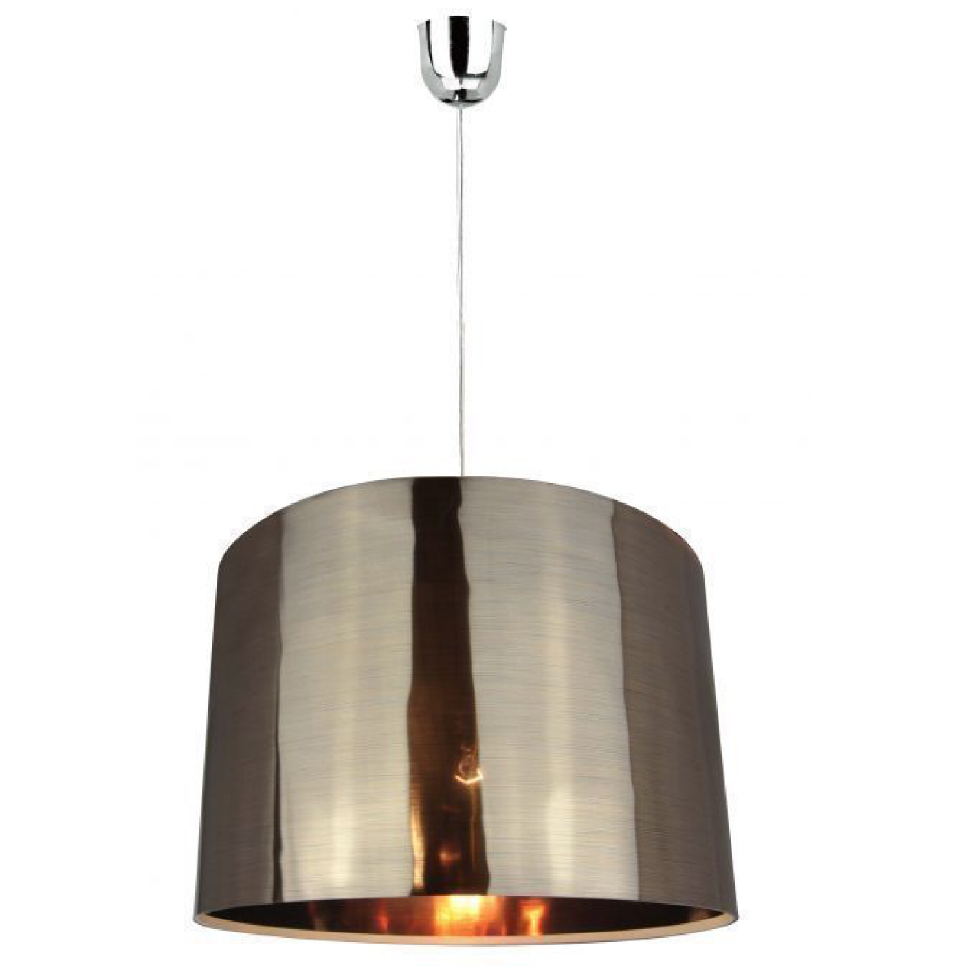 Lustre suspension avec abat-jour en PVC translucide style laiton brossé - E27