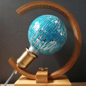 Ampoule globe E27 LED - Boule à facettes mosaïque bleu