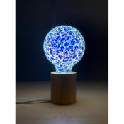 Ampoule LED décorative Mosaique bleue craquelée - Globe culot E27 - 4W