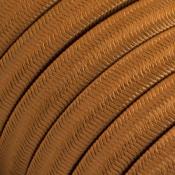 Câble électrique plat - Tissu effet soie - Whiskey