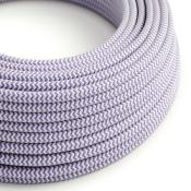Câble rond - Tissu effet soie - Violet / Blanc