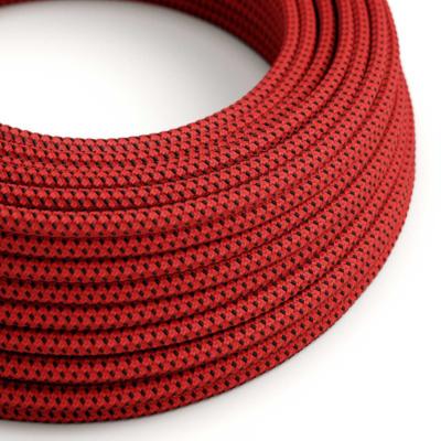 Câble rond - Tissu effet soie - 3D Rouge / Noir