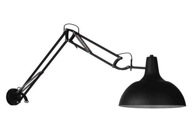 Applique lampe d'architecte en métal bras articulé noir mat E27