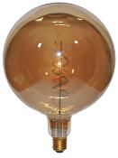 Ampoule LED Globe verre ambré - Culot E27 avec filament spirale 