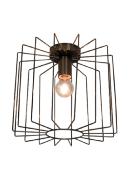 Plafonnier style cage métal finition laiton 