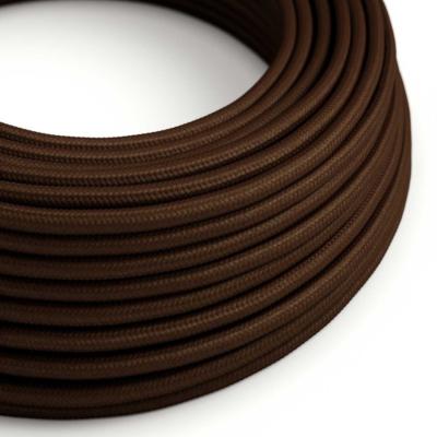 Câble rond - Tissus effet soie - uni marron expresso brillant