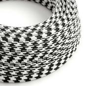Câble rond - Tissu effet soie - Noir / Blanc