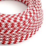 Câble rond - Tissu effet soie - Rouge / Blanc