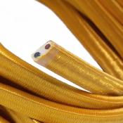 Câble électrique plat - Tissu effet soie - Doré