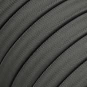 Câble électrique plat - Tissu effet soie - Gris