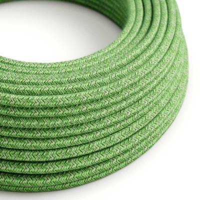 Câble rond - Tissu coton - Vert / Gris