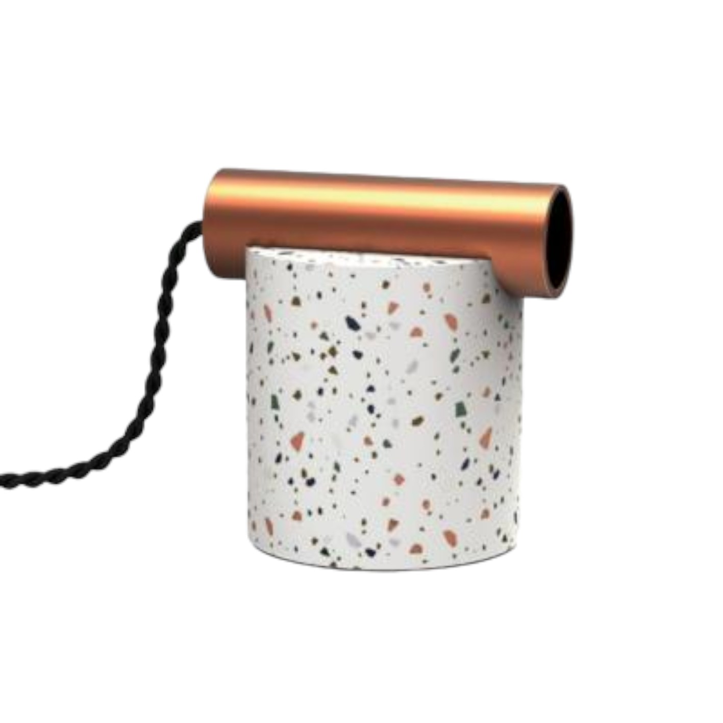  Lampe à poser en terrazzo et douille en métal cuivré - culot E27