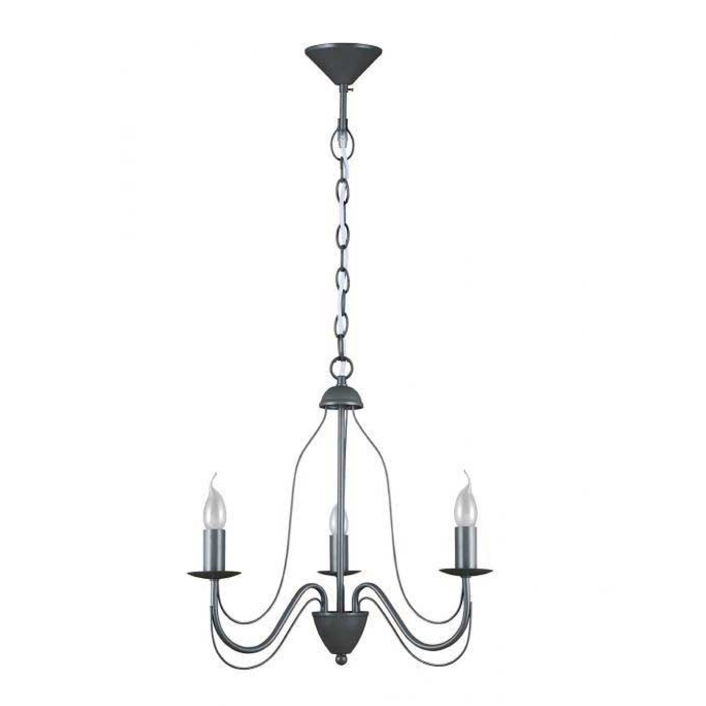 Lustre en métal gris style chandelier avec chaine de suspension