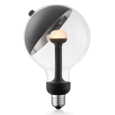 Ampoule LED culot E27 forme globe avec parabole noire et argent amovible - Grand modèle G120