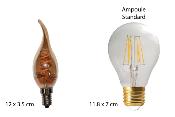 Ampoule LED - Culot E14 - Flamme  filaments spirale - Verre ambré - 3W - 2200 K
