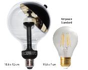 Ampoule LED culot E27 forme globe avec parabole noire amovible - Grand modèle - G120